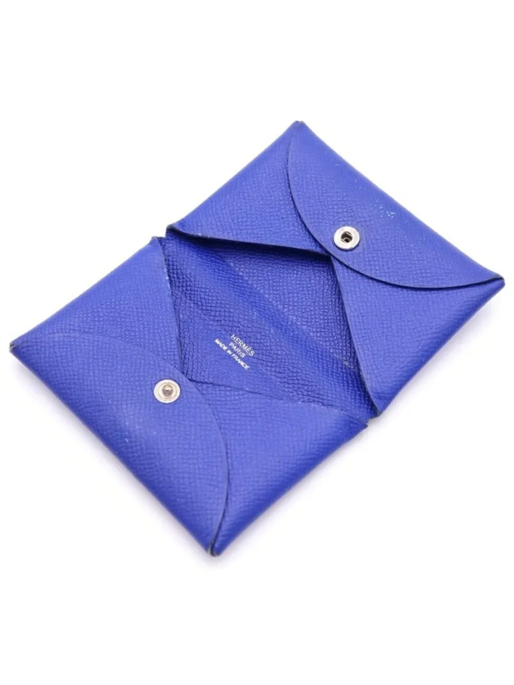 Hermes Calvi Coin Case Pouch Epsom Blue Electric